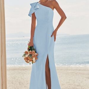 Elegant Blue One-Shoulder Dress